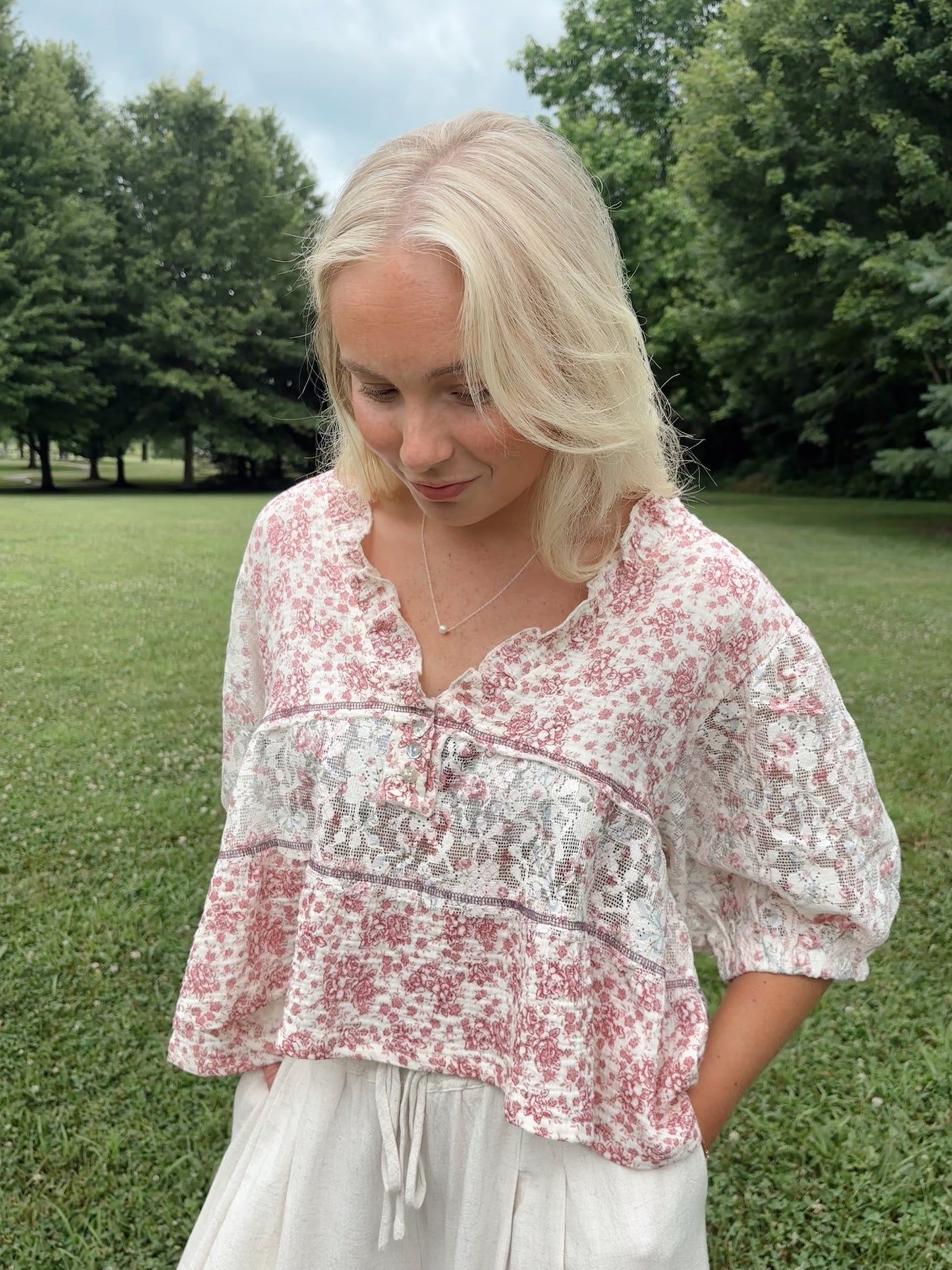 Holly Patchwork Ruffle Top