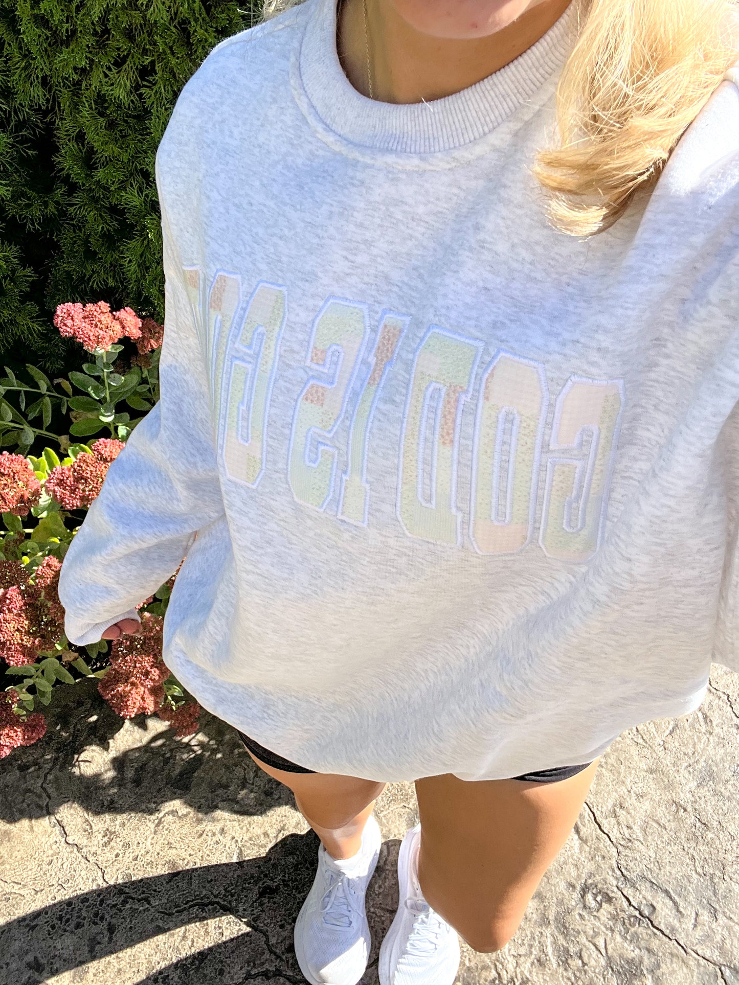God Is Good Quilted Embroidered Sweatshirt
