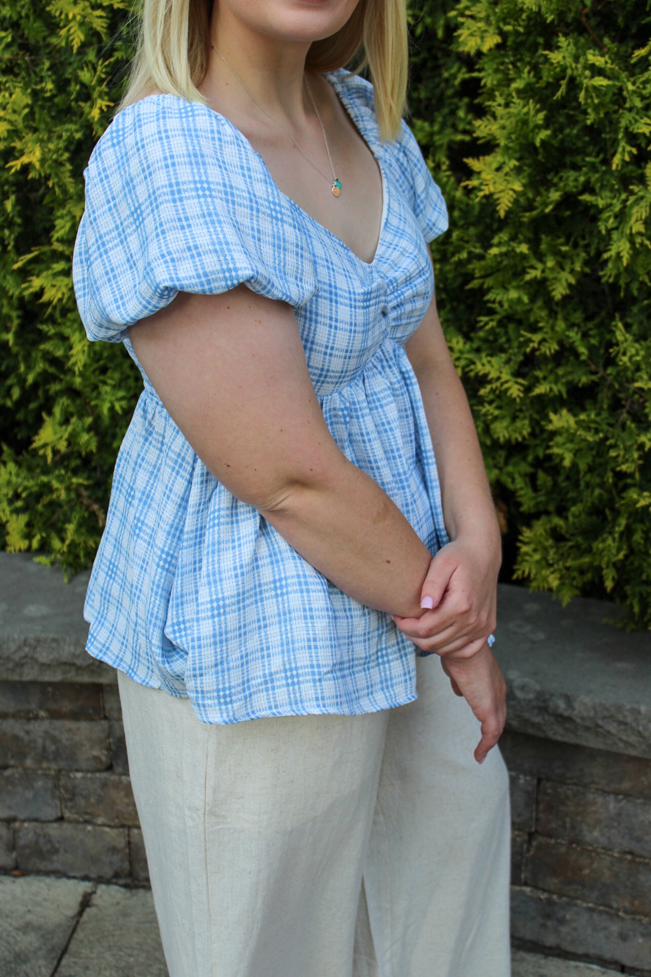 Brunch Time In Blue Shirt