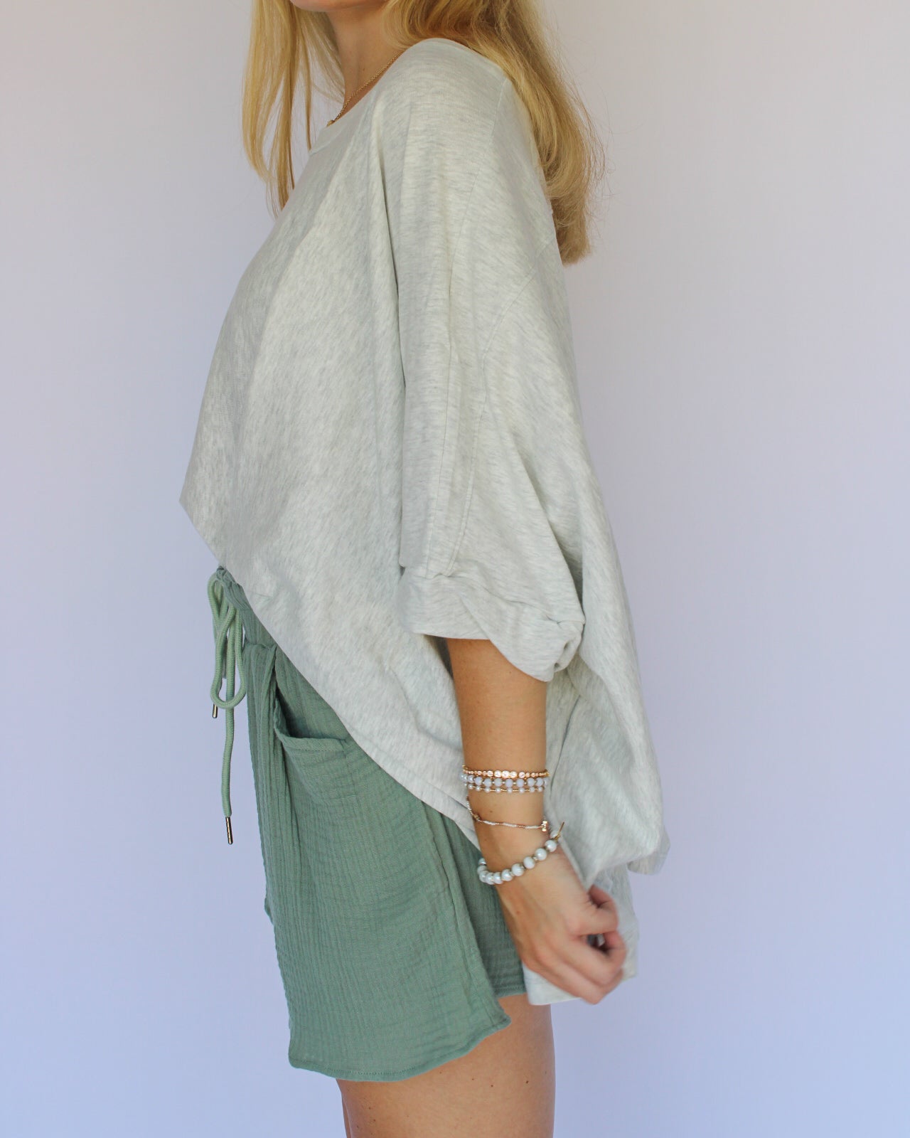 Green Waffle Knit Shorts