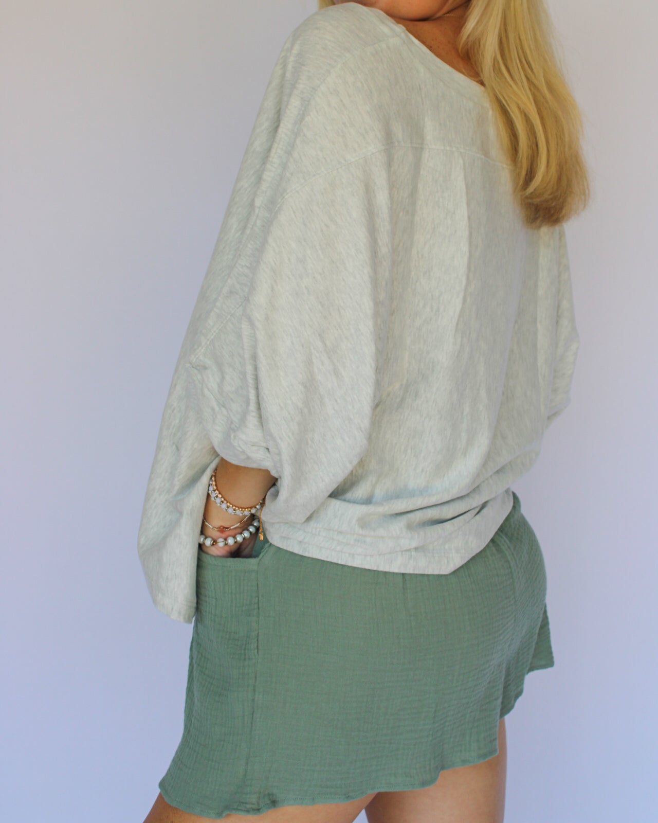 Green Waffle Knit Shorts