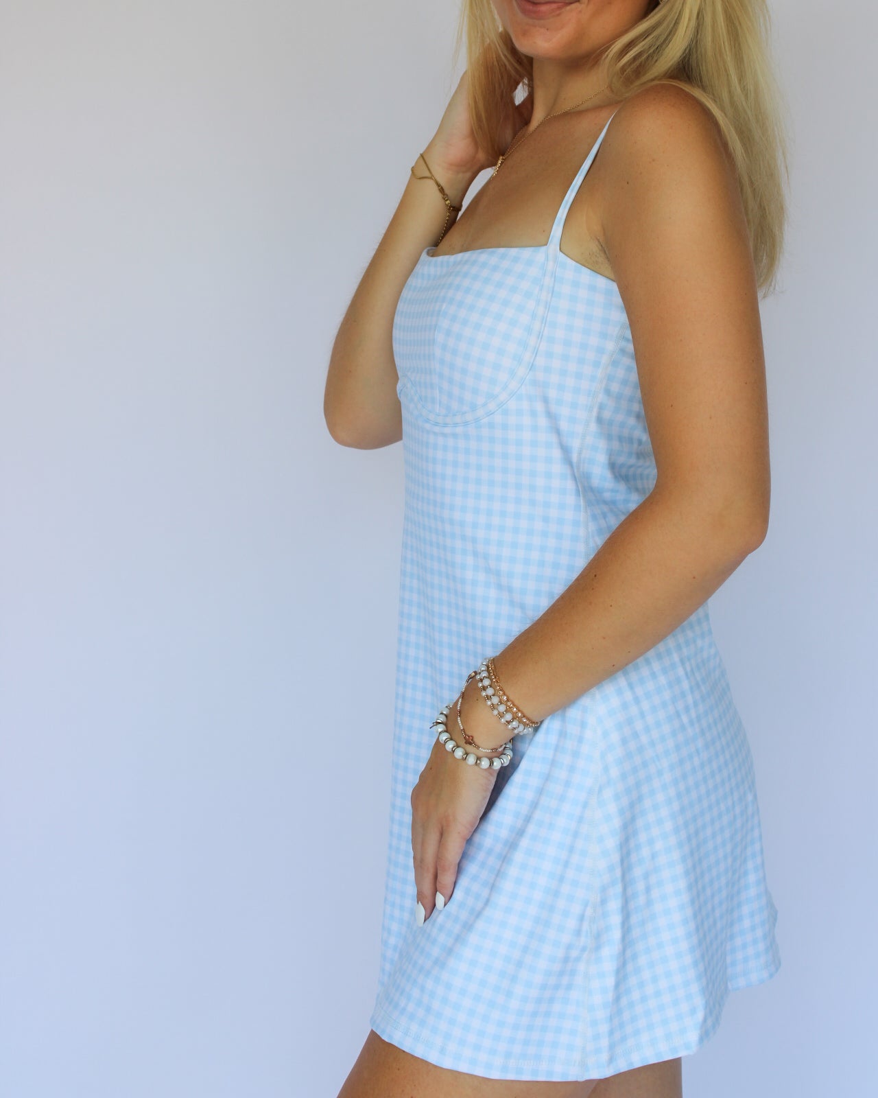 Light Blue Gingham Athletic Dress