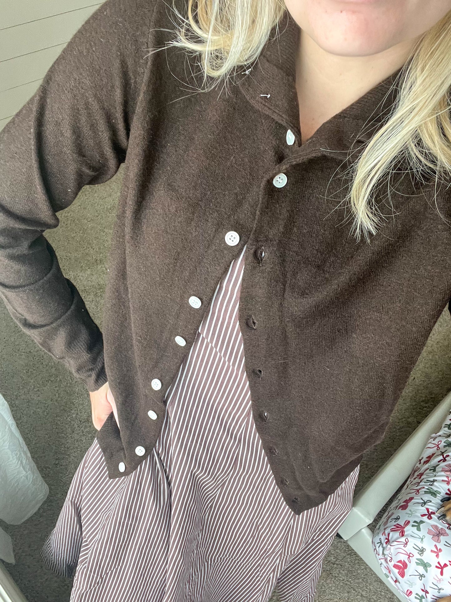 Collared Chocolate Cardigan