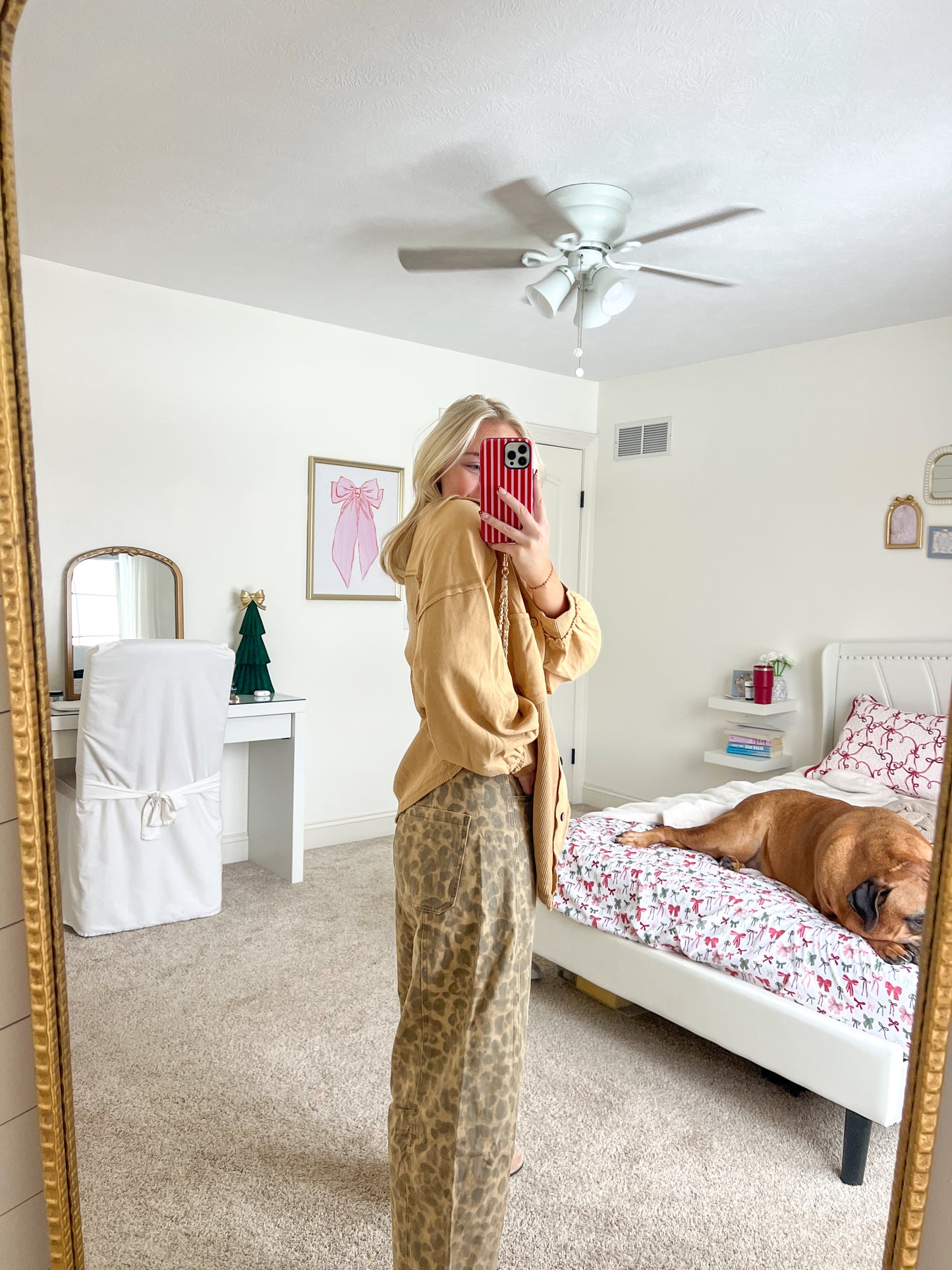 Lila Leopard Print Barrel Jeans