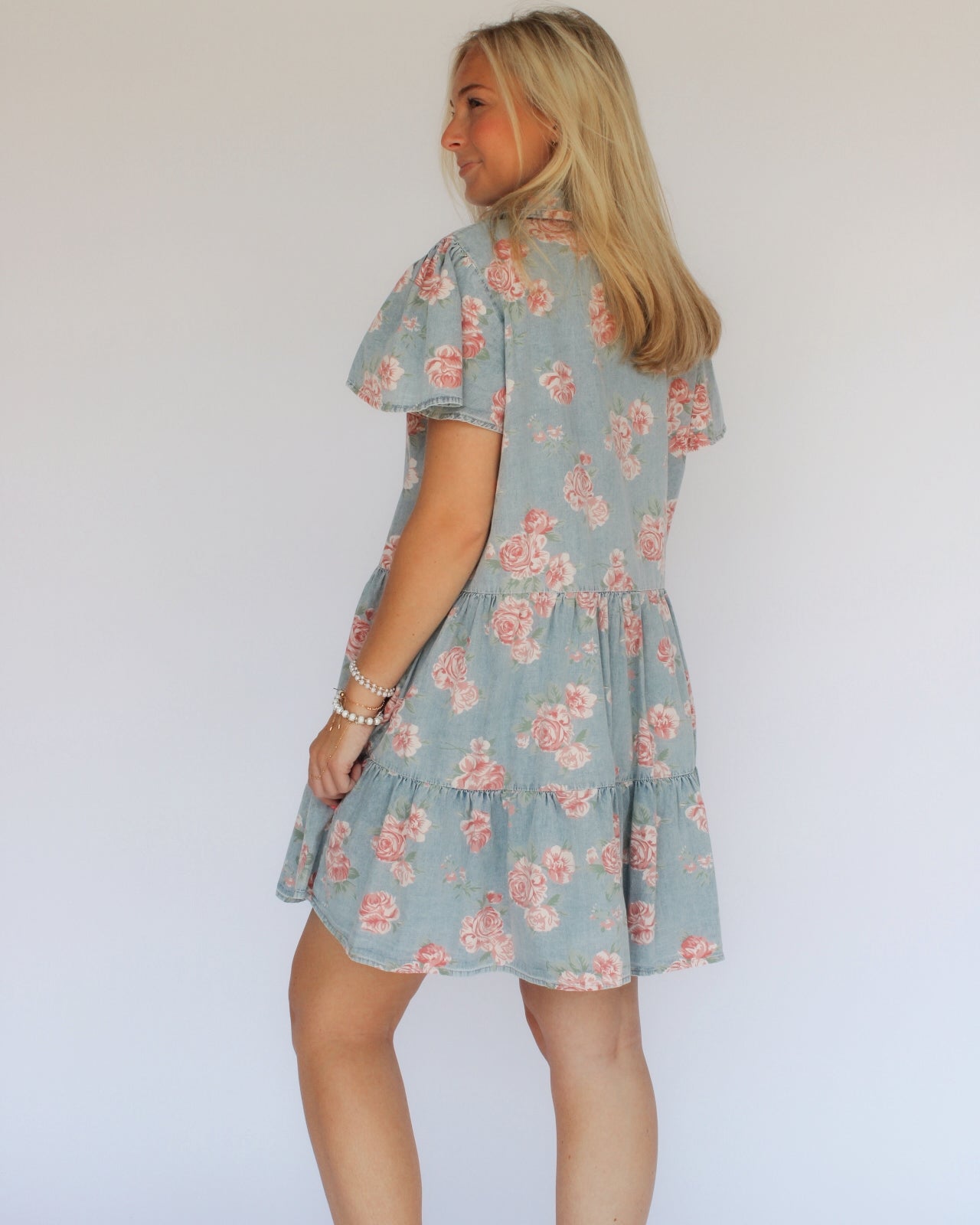 Floral Rosy Denim Dress