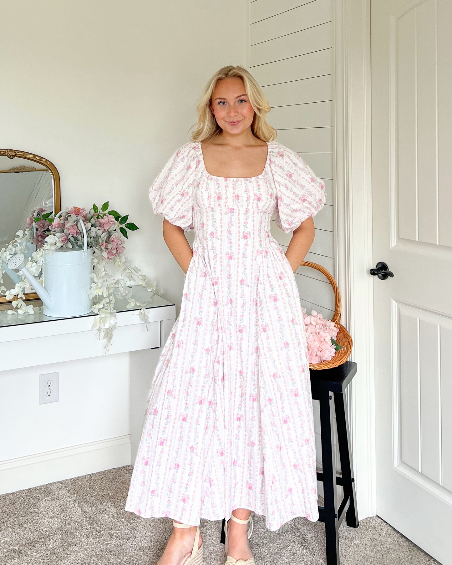 Lucy Pink Floral Midi