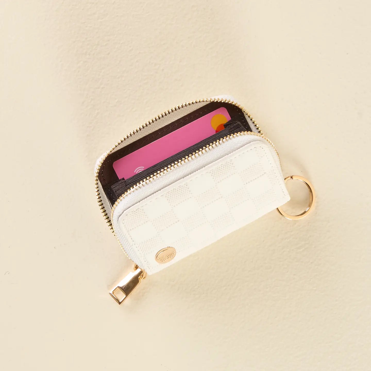 White Zip Around Wallet