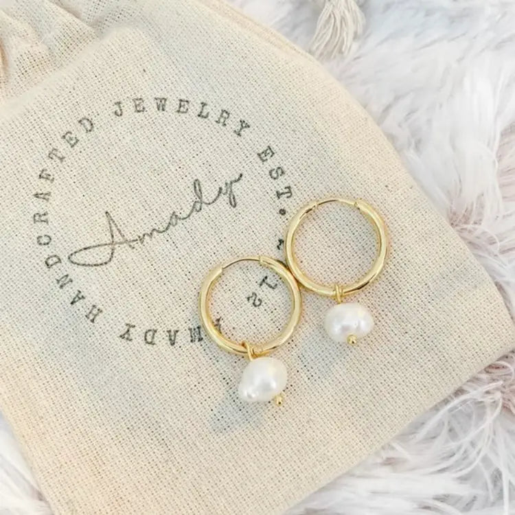 Water Pearl Hoop Earrings