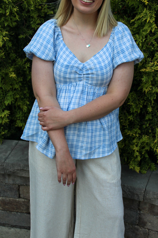 Brunch Time In Blue Shirt
