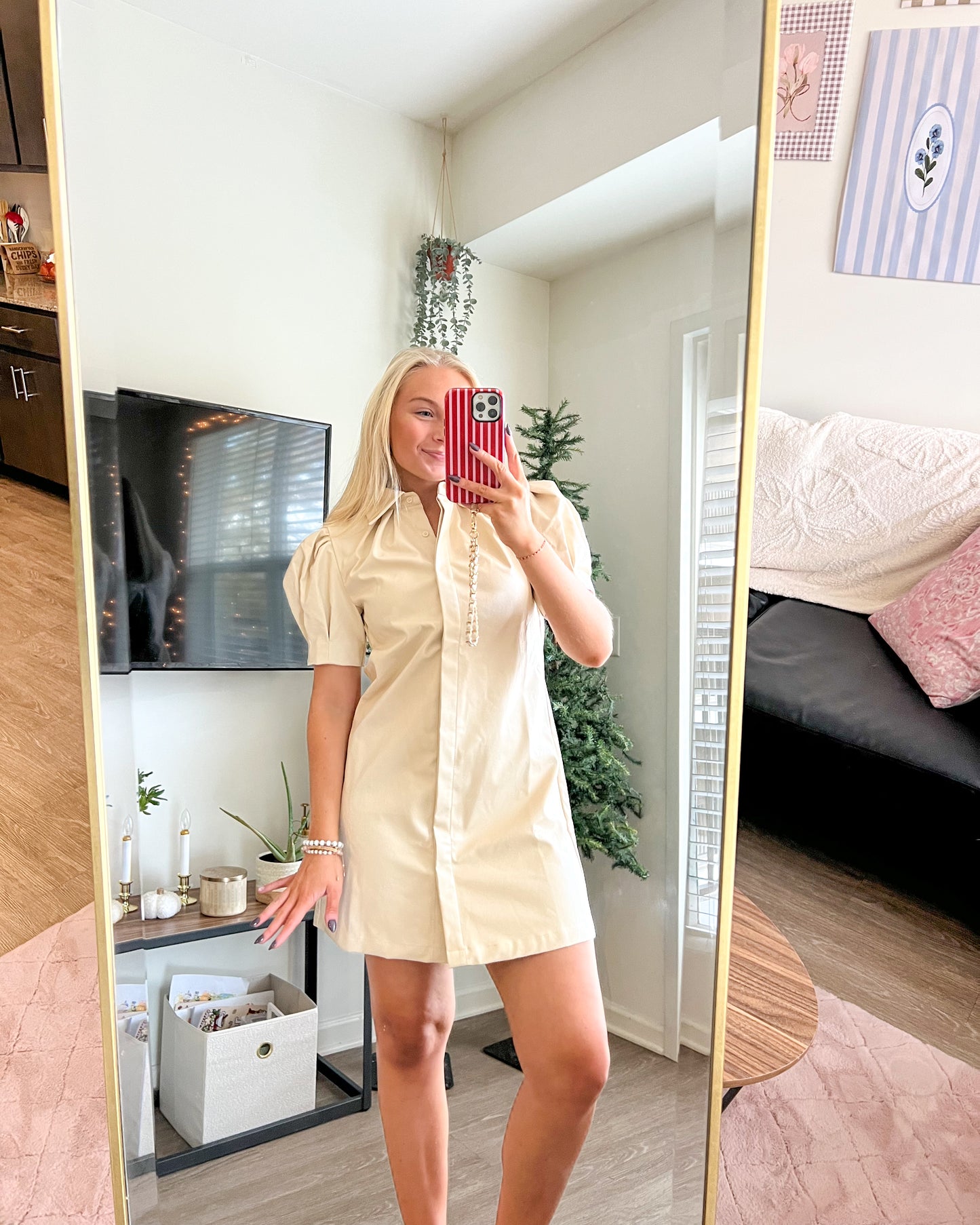 Button Up Leather Dress