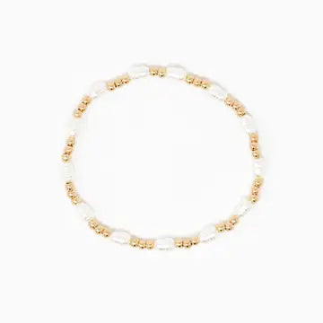Oval Pearl Gold Stretch Bracelet
