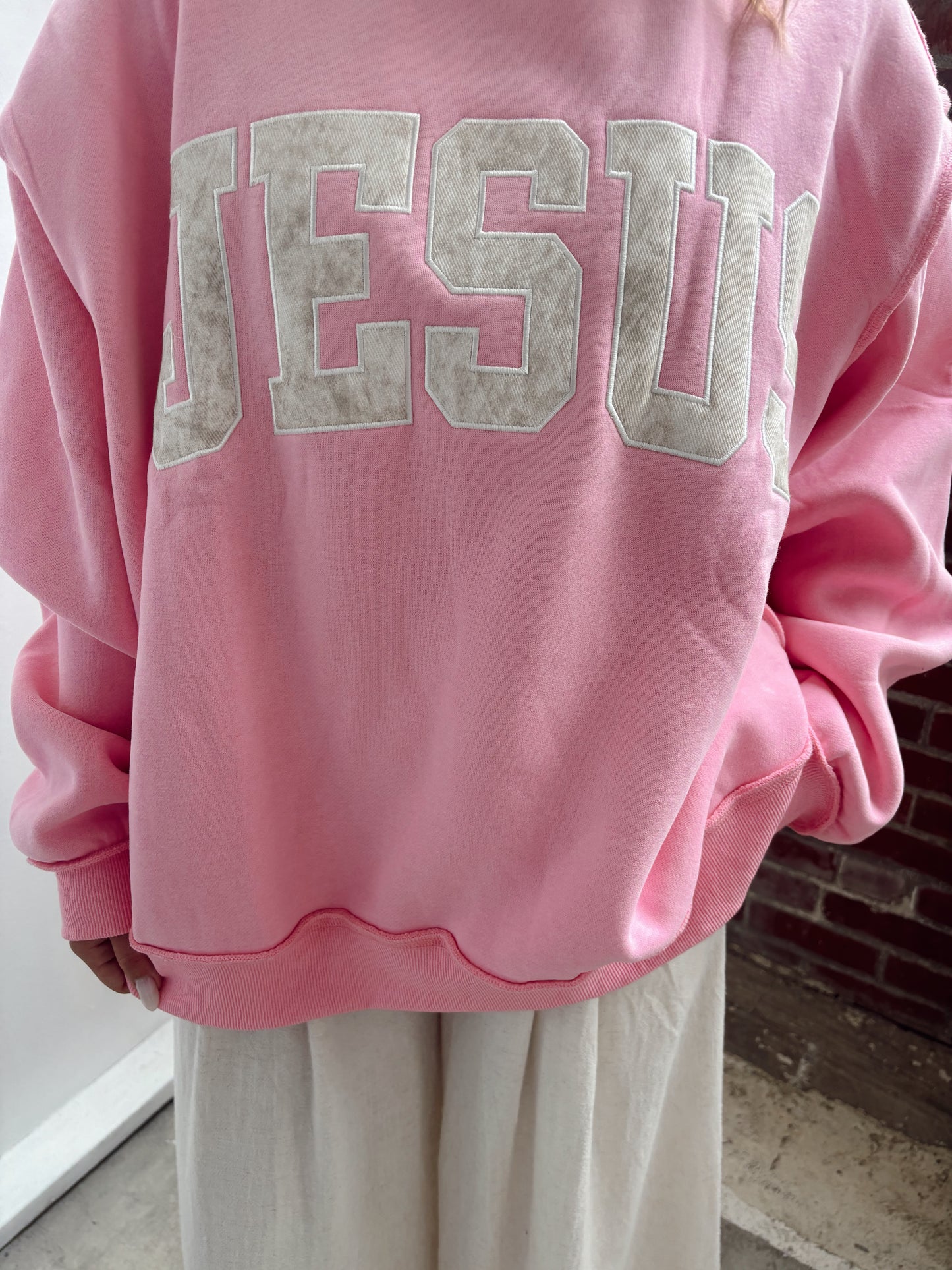Pink Camo Jesus Crewneck