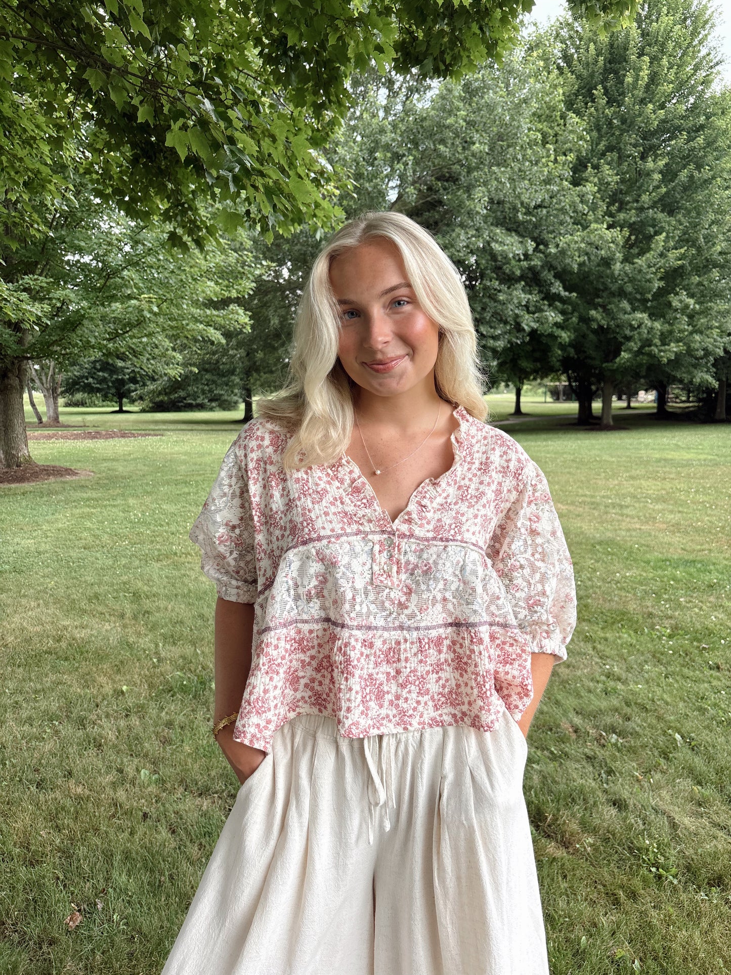Holly Patchwork Ruffle Top