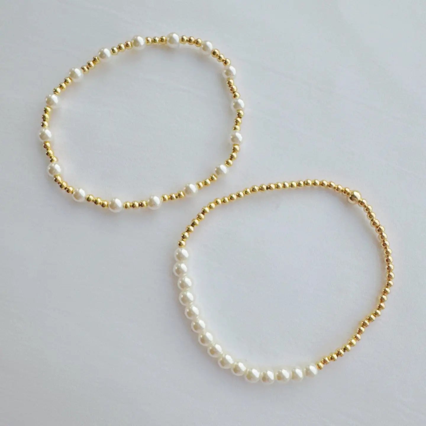 Pearls and Gold Stretch Bracelet