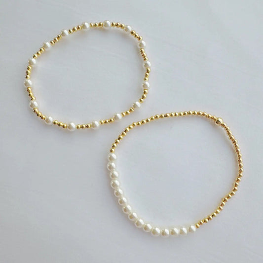 Pearls and Gold Stretch Bracelet