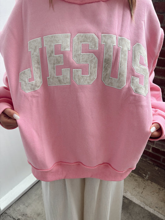 Pink Camo Jesus Crewneck