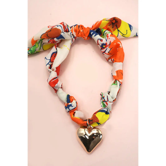 Multi-Color Heart-Scarf Necklace