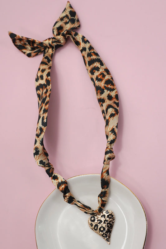 Leopard With Heart- Scarf Necklace