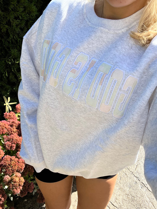 God Is Good Quilted Embroidered Sweatshirt