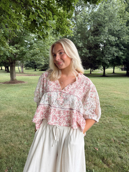 Holly Patchwork Ruffle Top