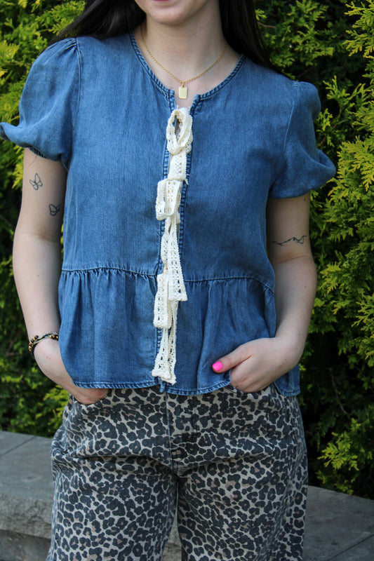 Denim Tie Top