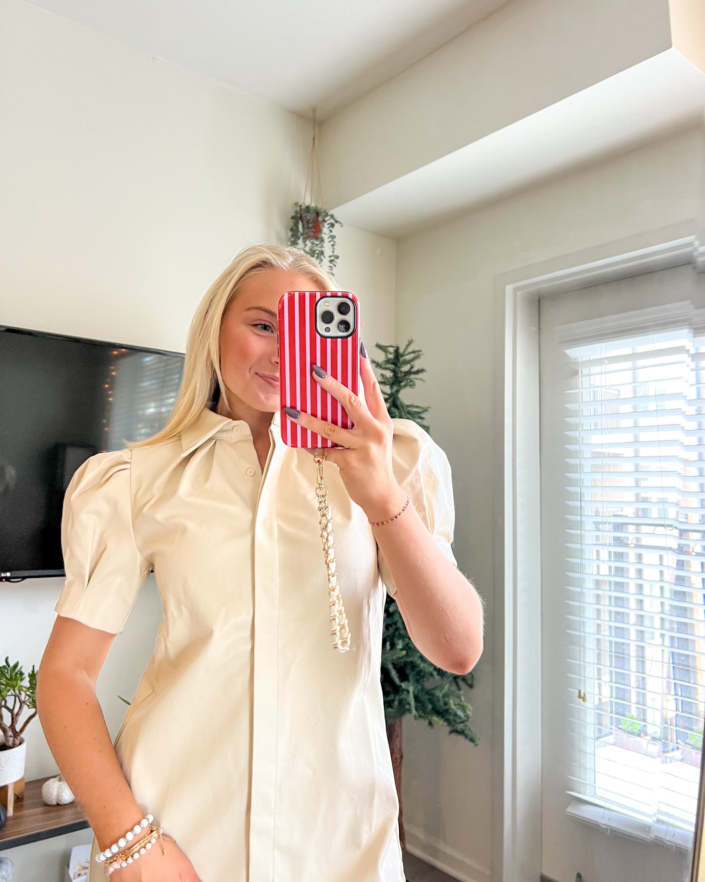 Button Up Leather Dress