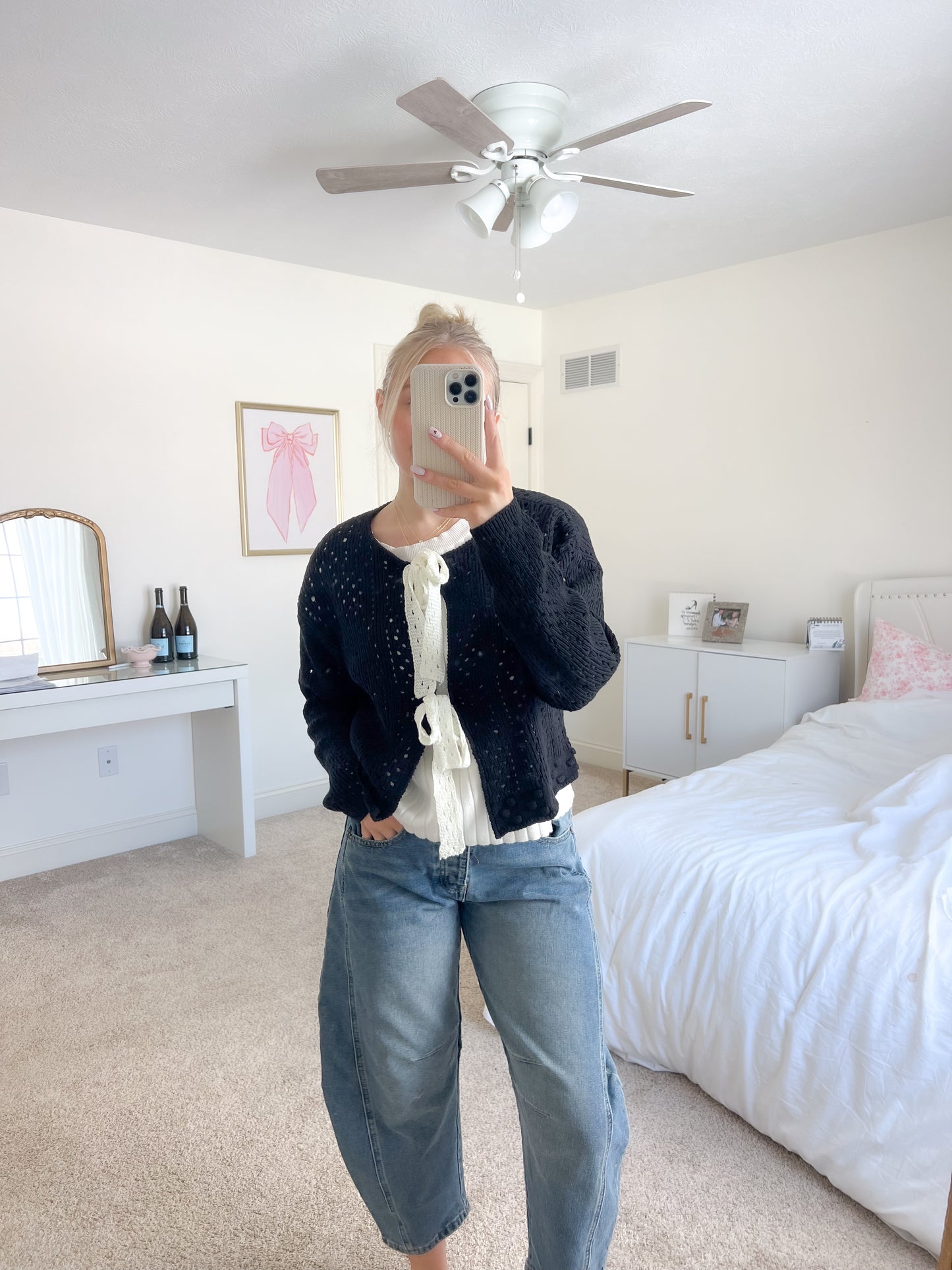 Hollow Web Knit Cardigan