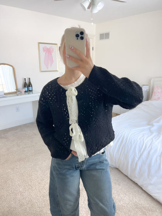 Hollow Web Knit Cardigan