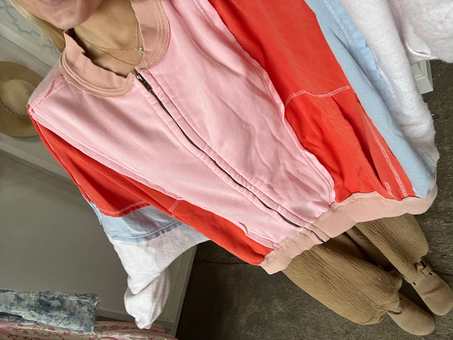 Colorful Color Block Zip Up