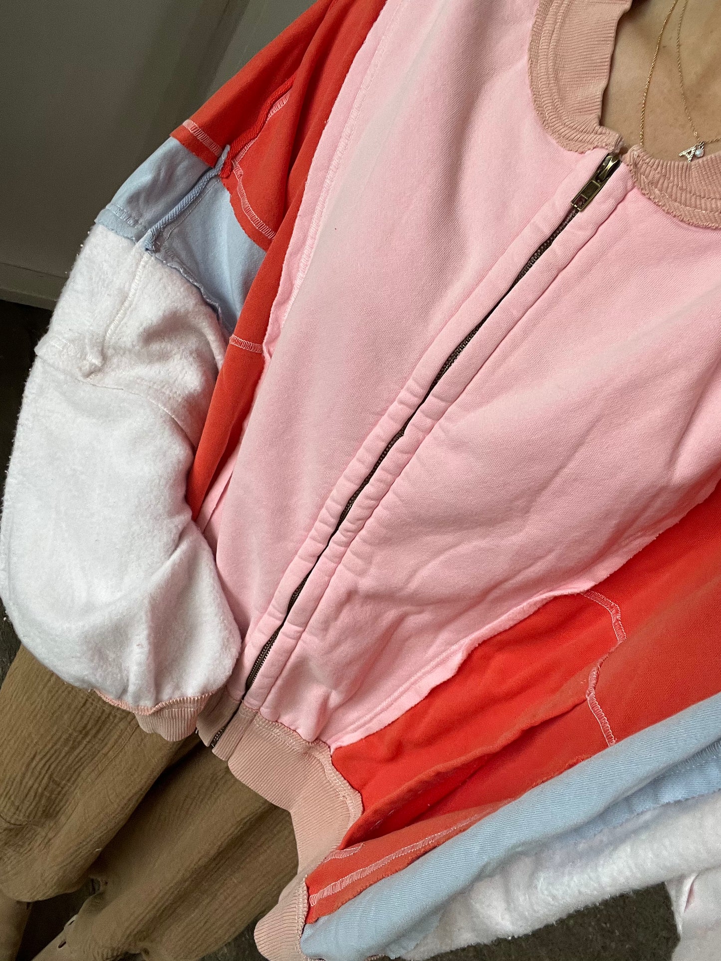 Colorful Color Block Zip Up