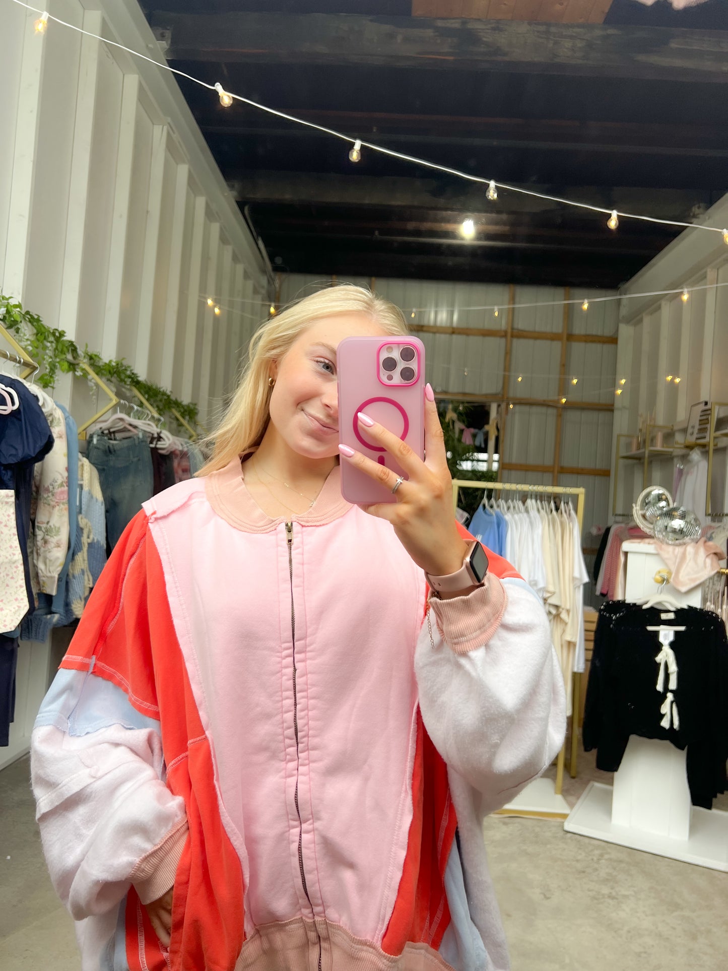 Colorful Color Block Zip Up