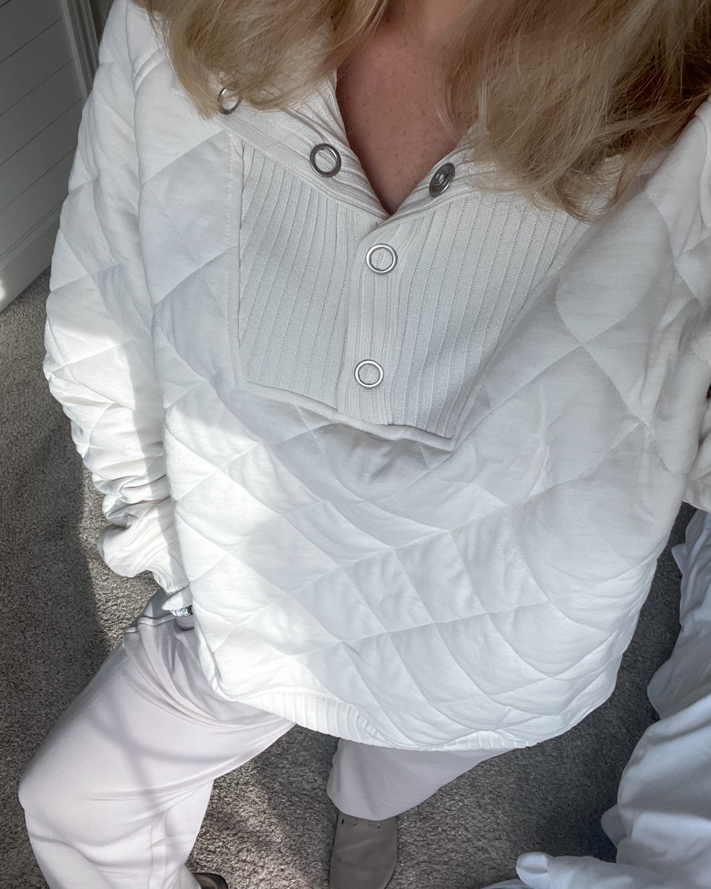 Bone Quarter Snap Pullover