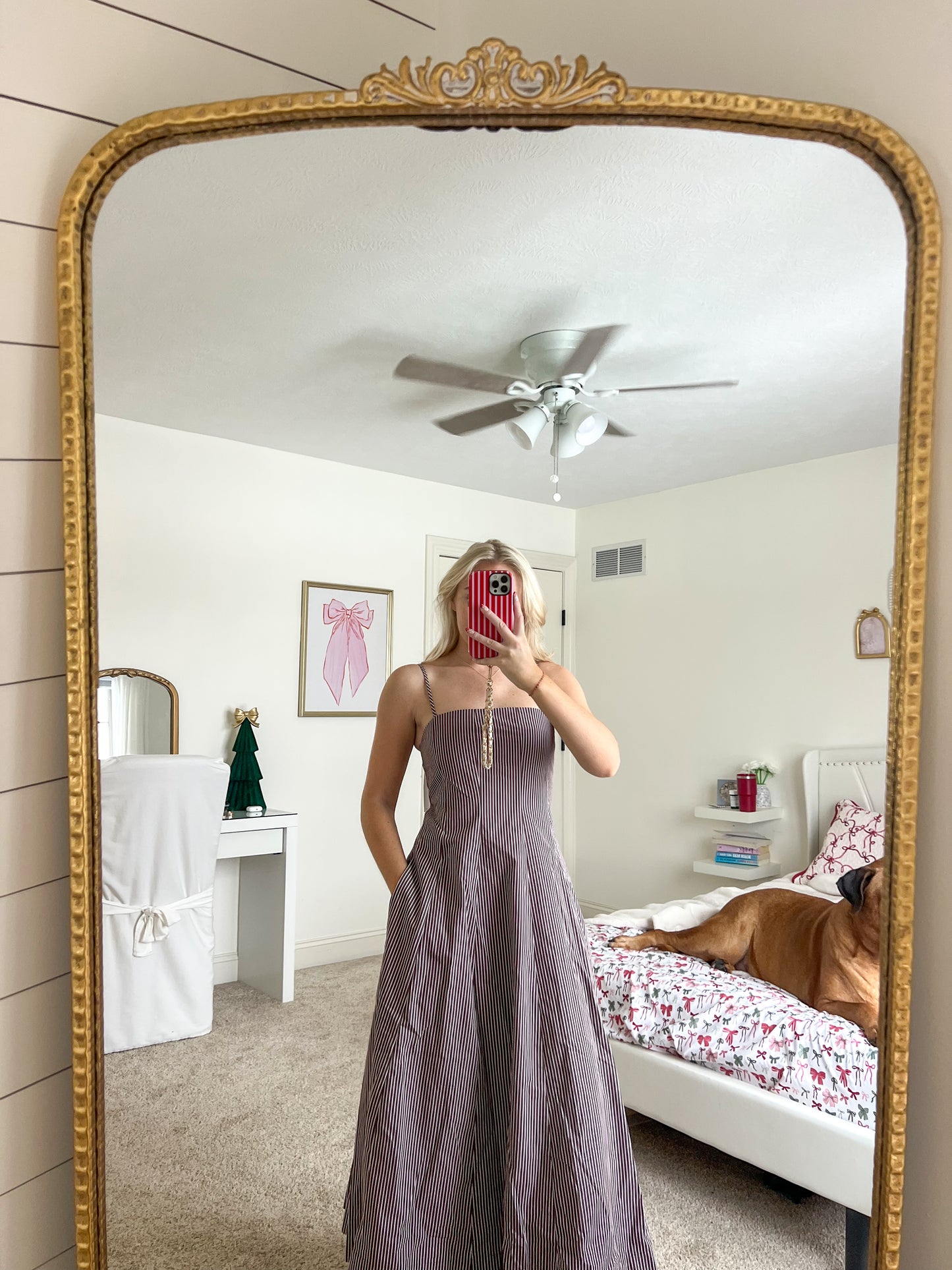 Striped Panel Midi Dress