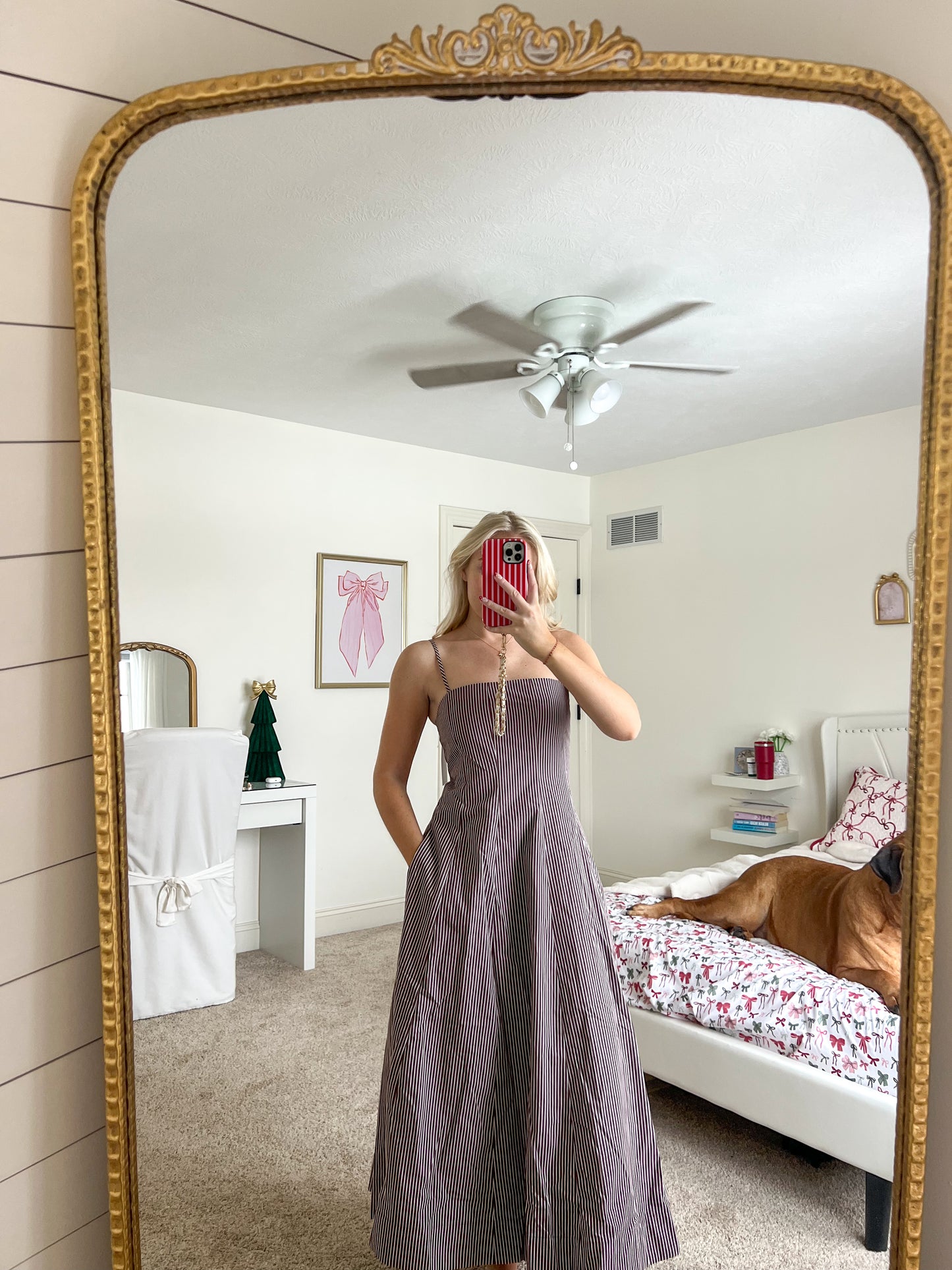 Striped Panel Midi Dress