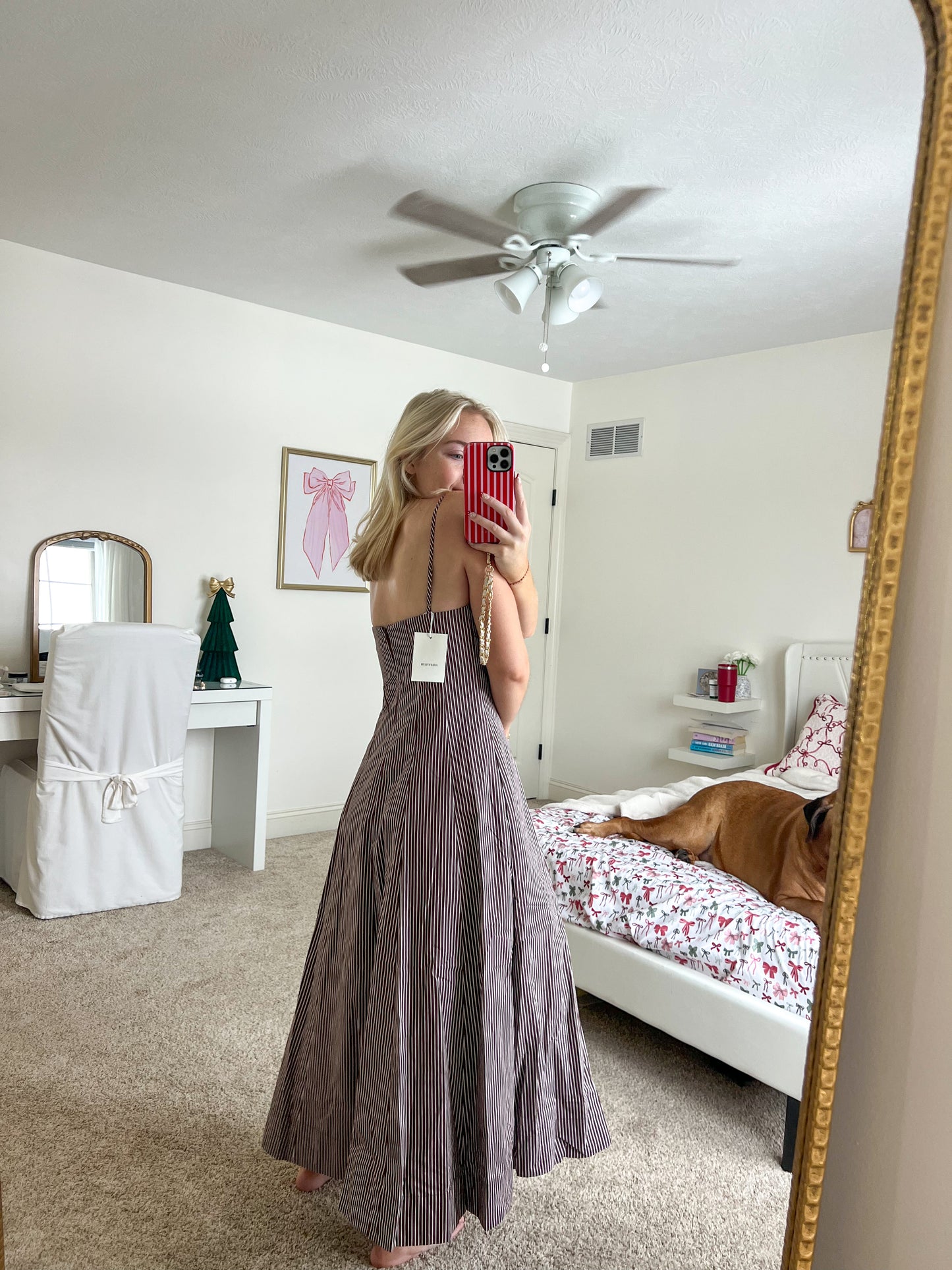 Striped Panel Midi Dress