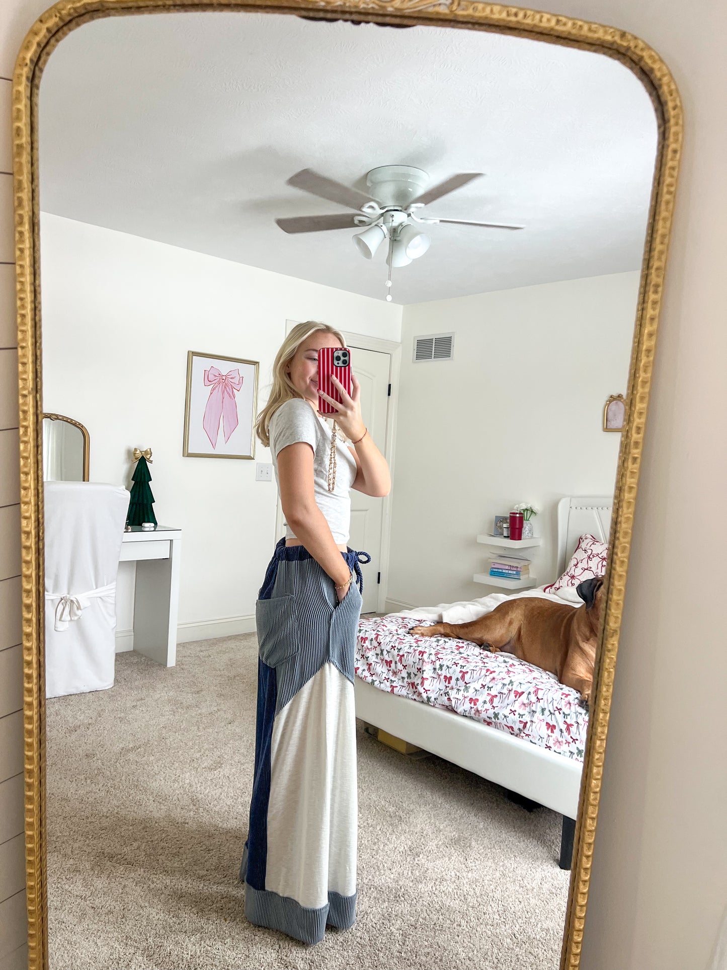 Navy Winter Wide Leg Pants