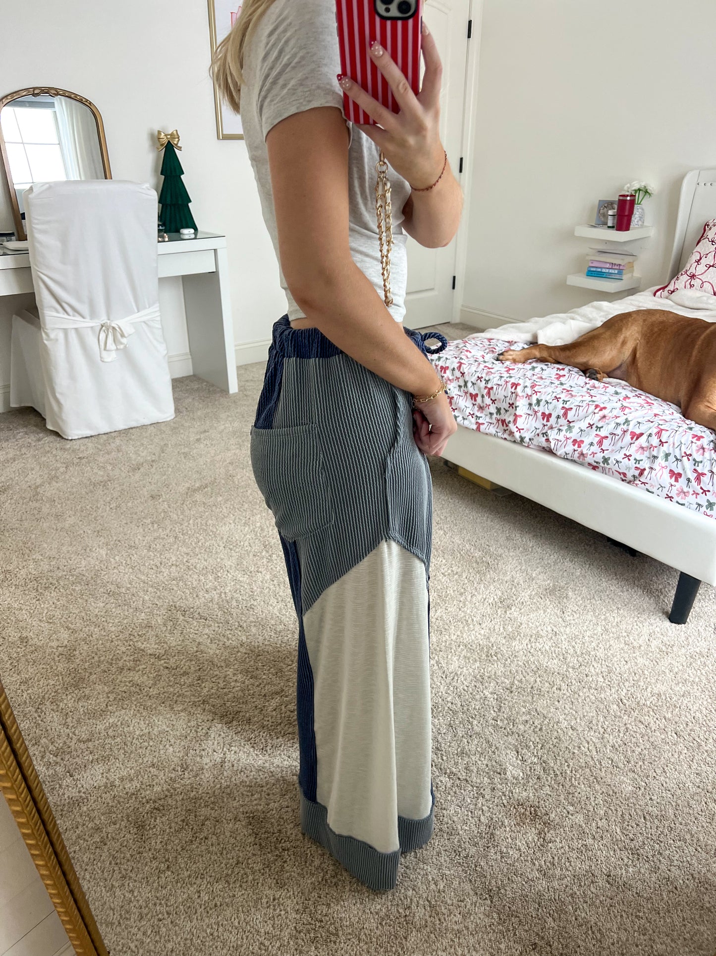Navy Winter Wide Leg Pants
