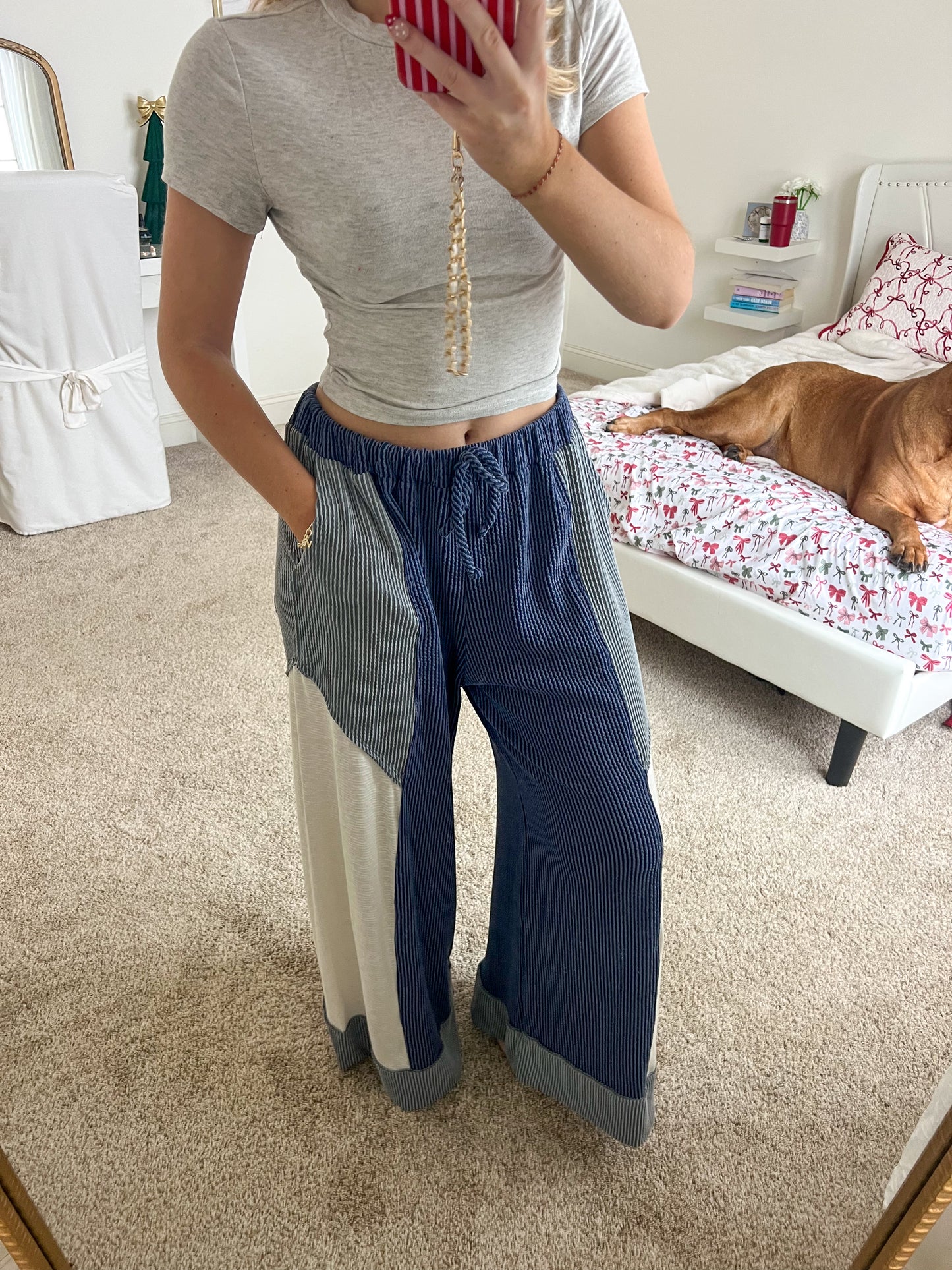 Navy Winter Wide Leg Pants