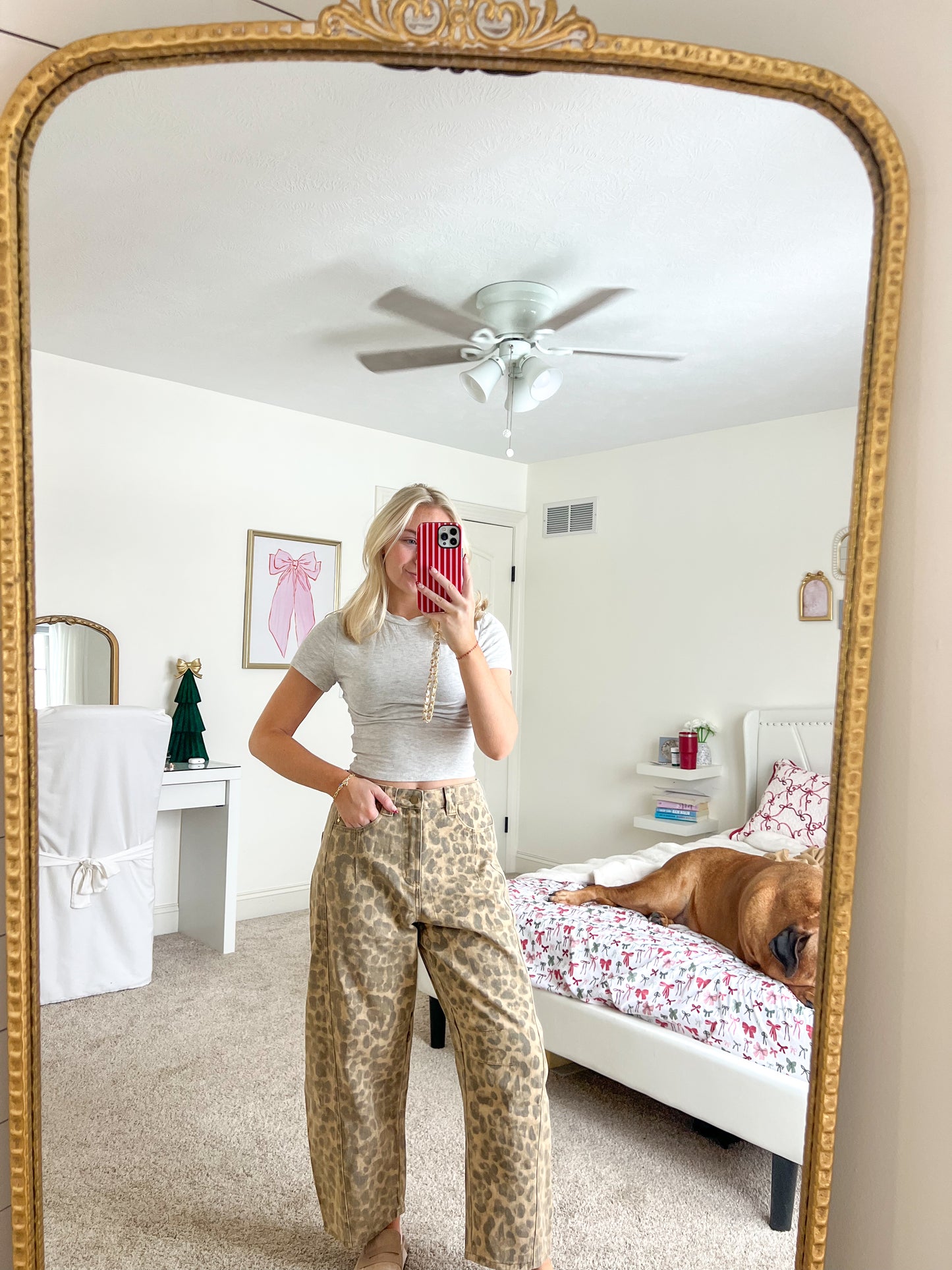 Lila Leopard Print Barrel Jeans