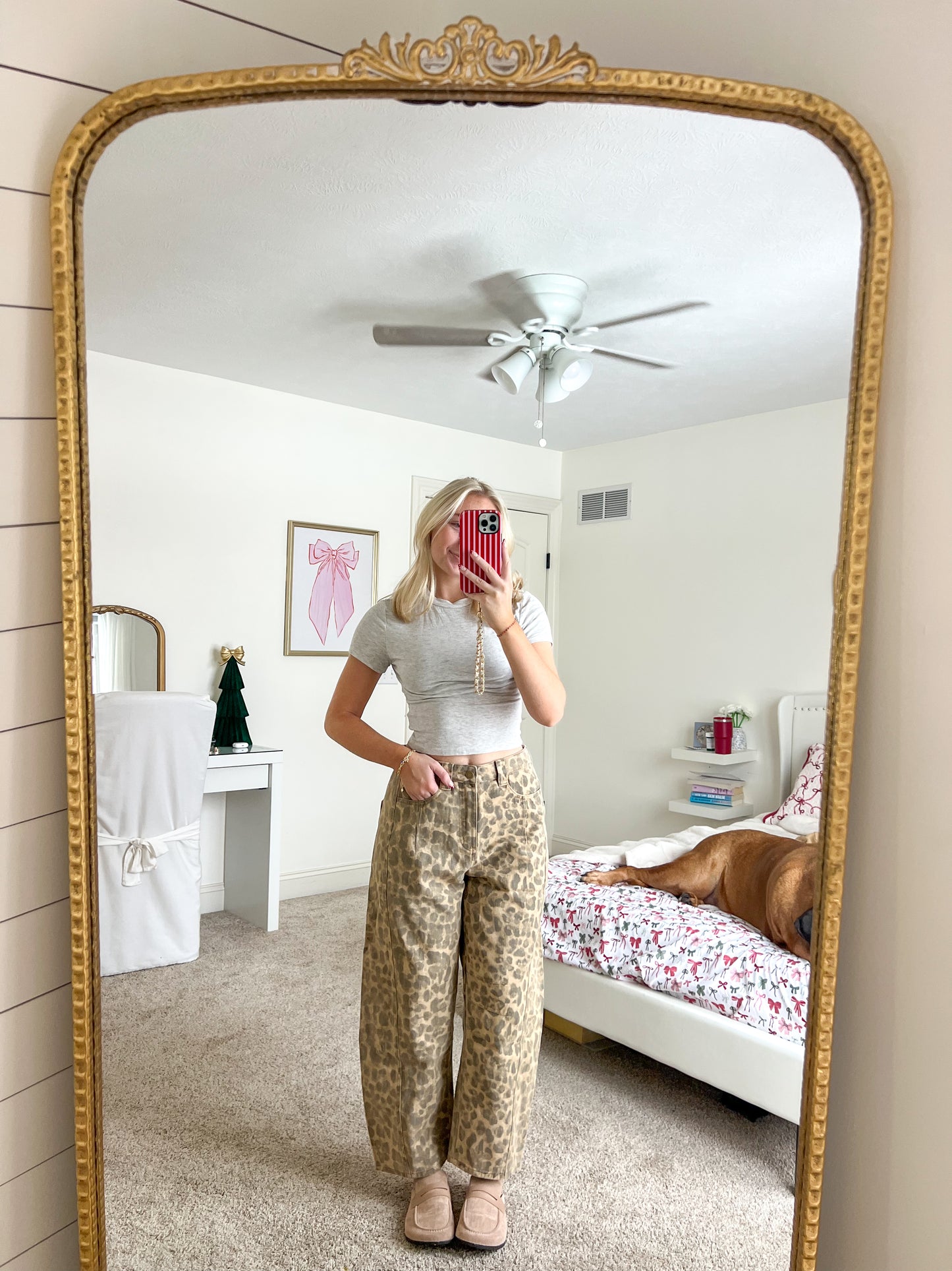 Lila Leopard Print Barrel Jeans