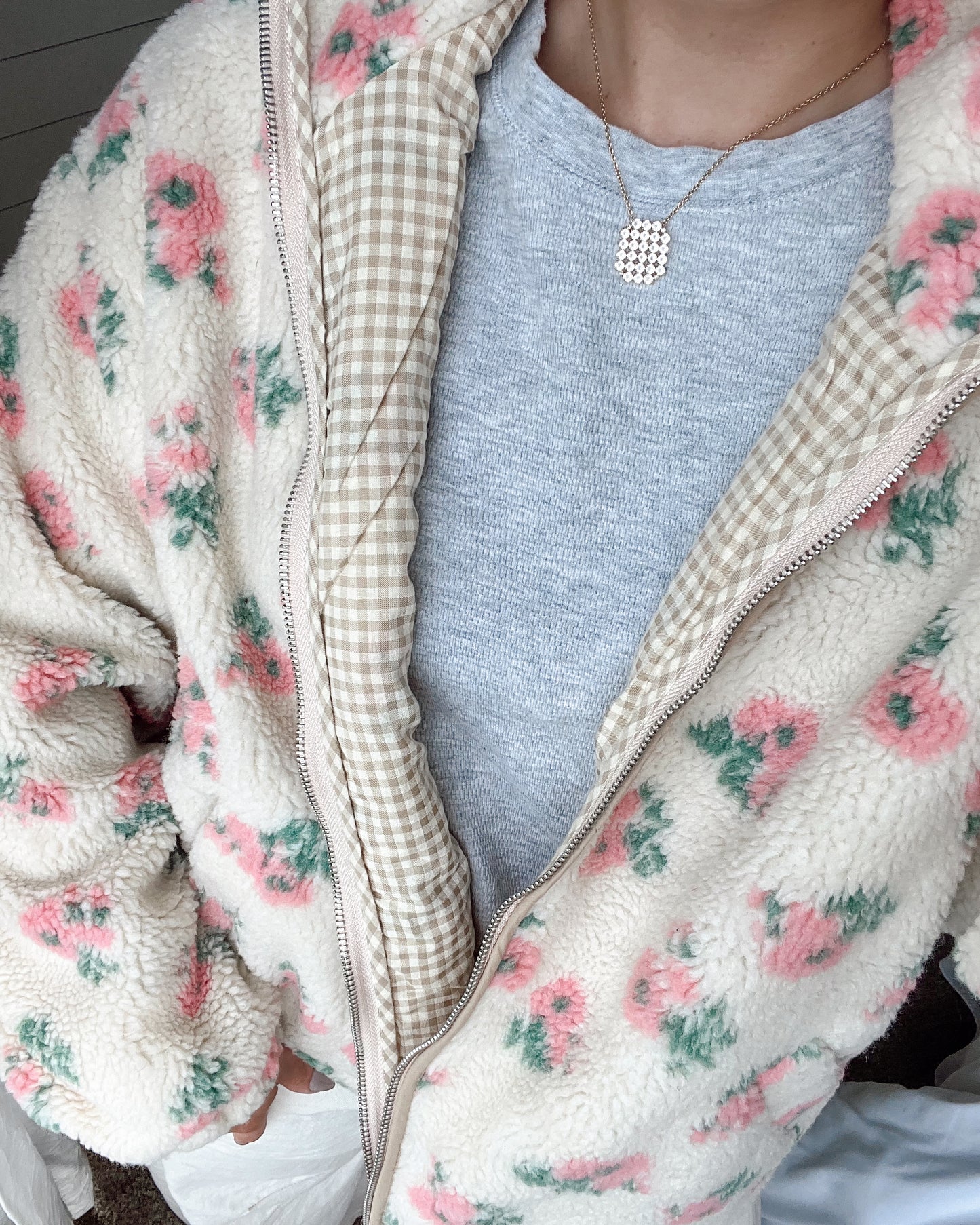 English Rose Zip Up Sherpa Jacket