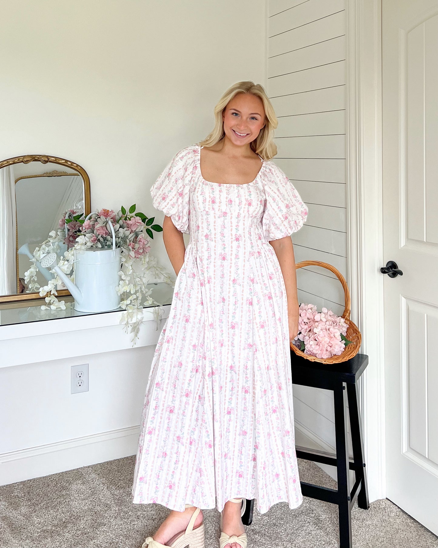 Lucy Pink Floral Midi