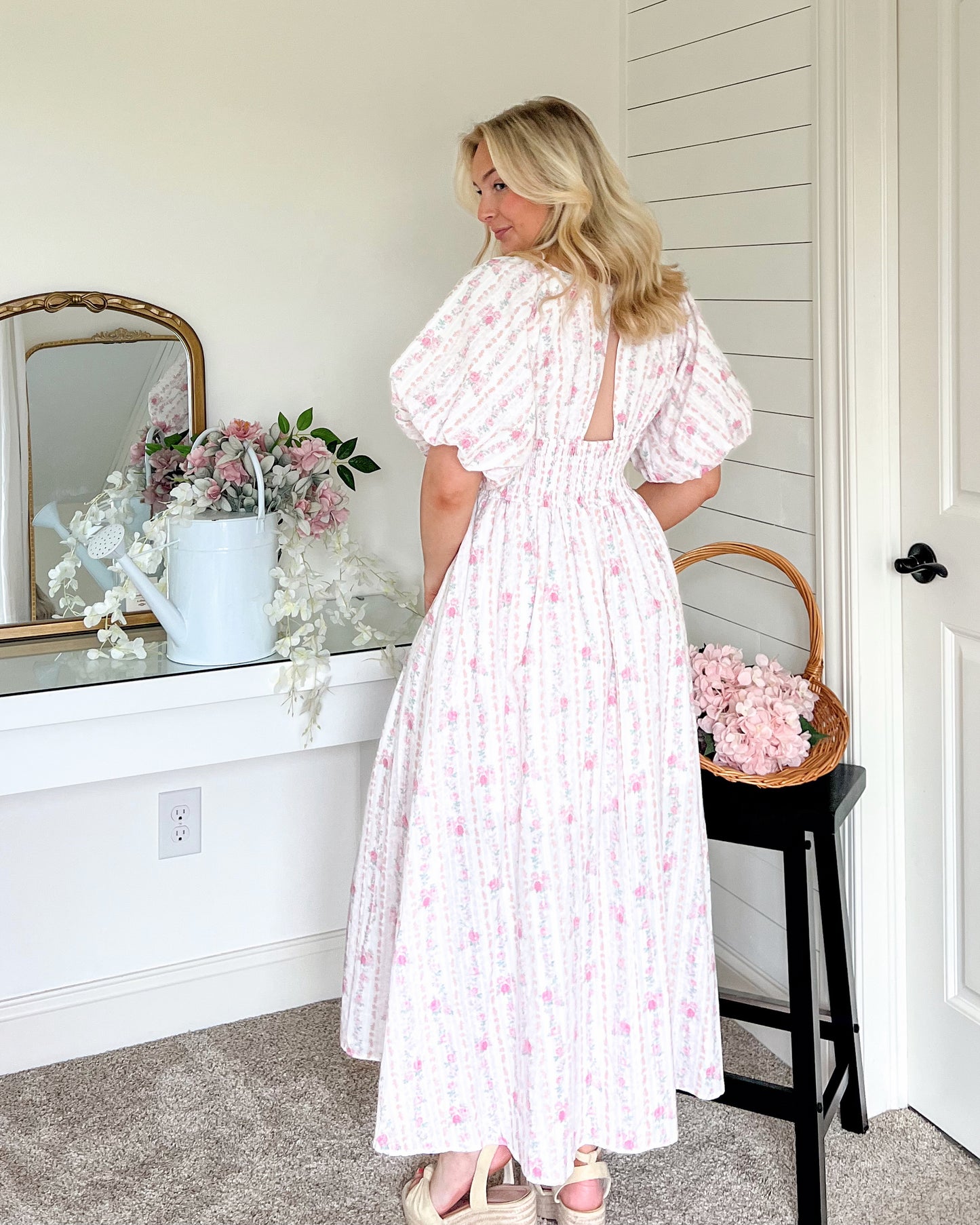 Lucy Pink Floral Midi