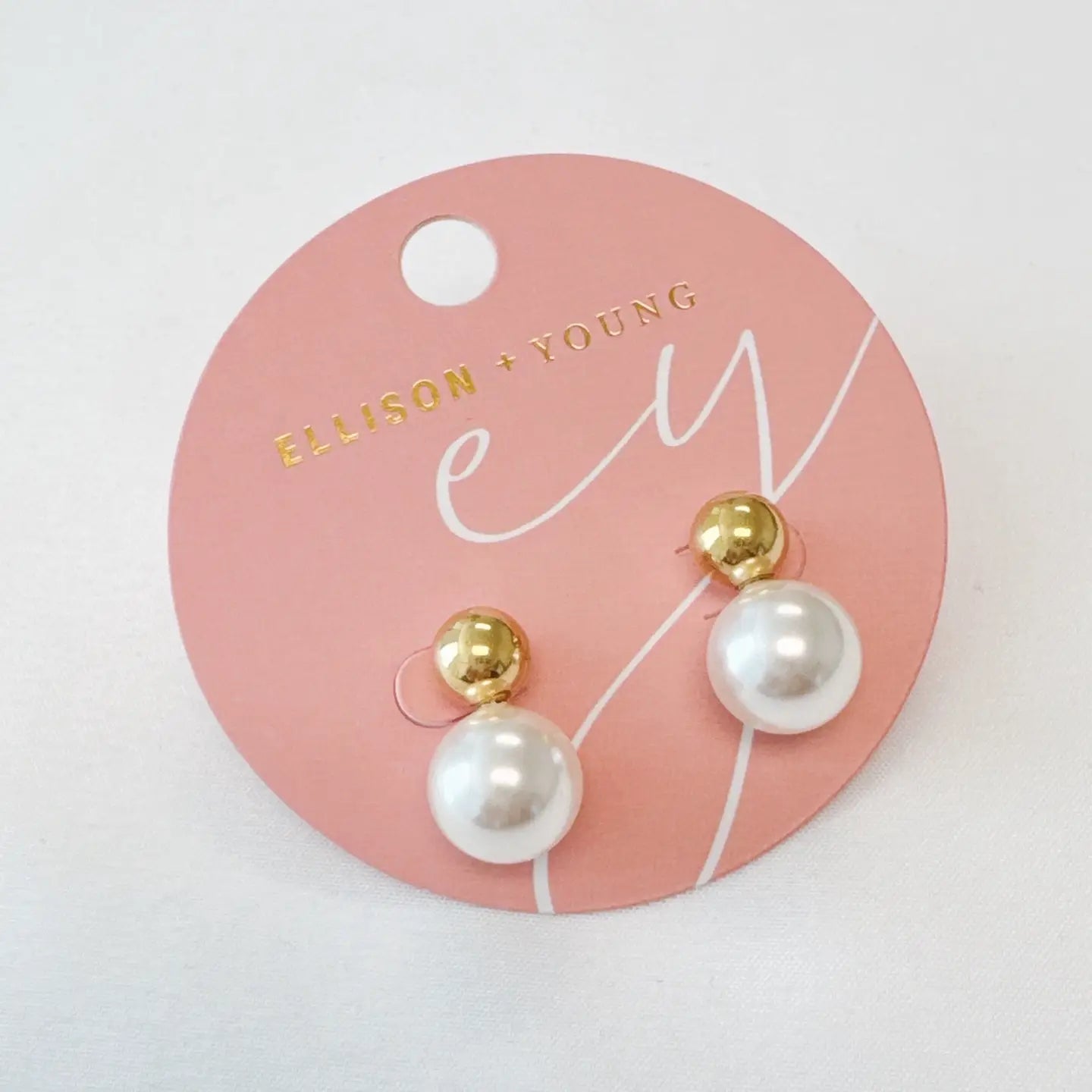 Ball and Pearl Stud Earrings