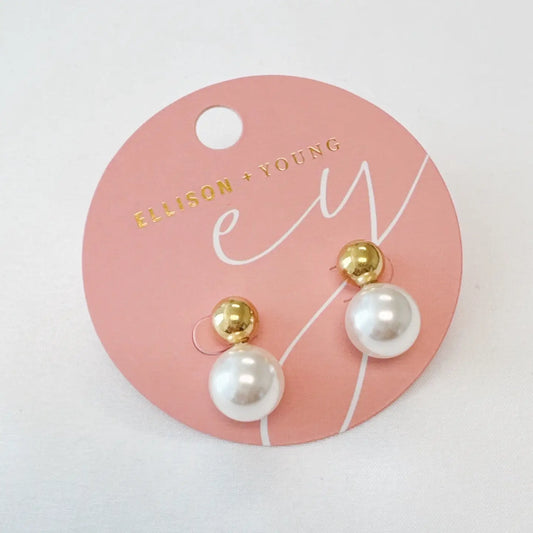 Ball and Pearl Stud Earrings