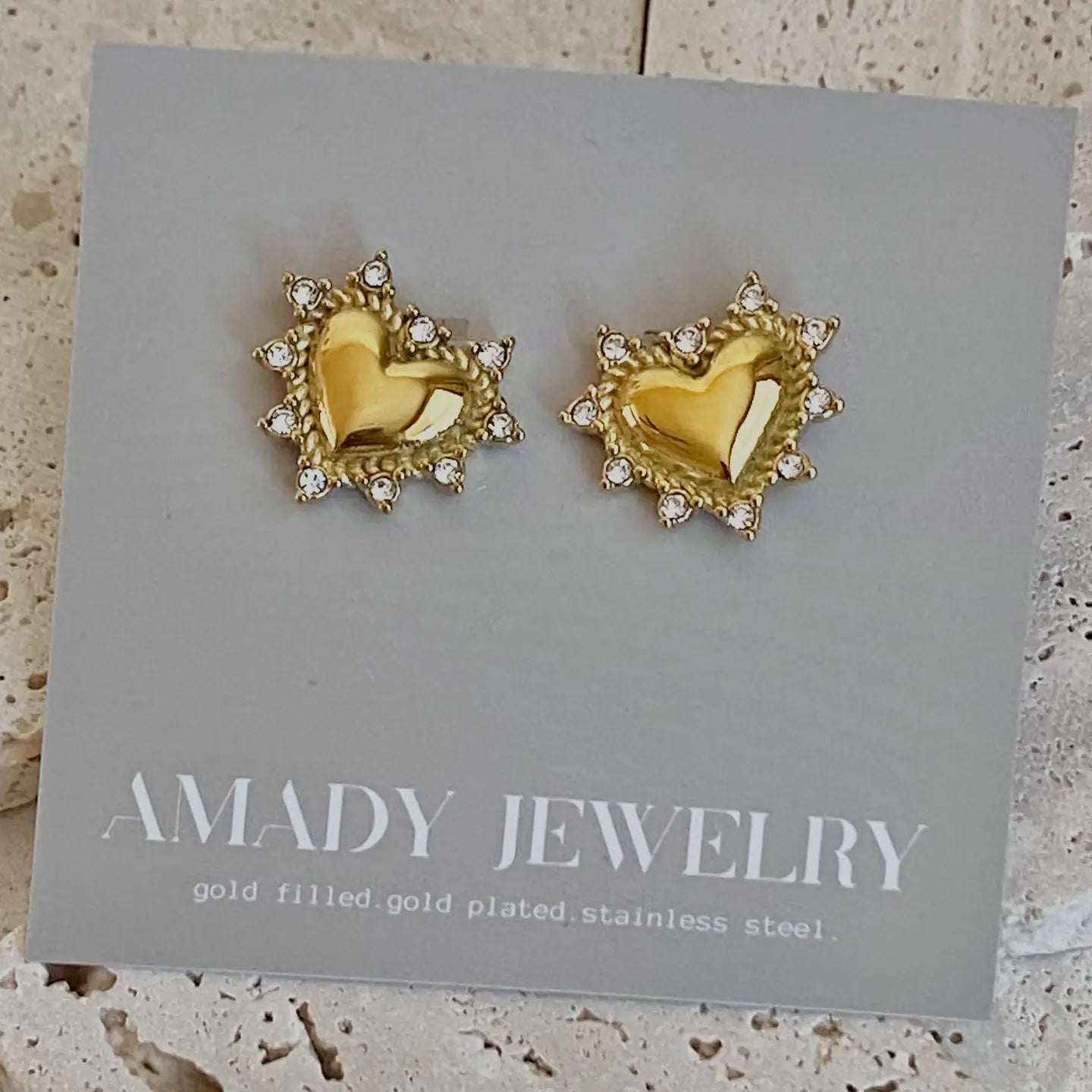 Heart Rhinestone Stud Earrings