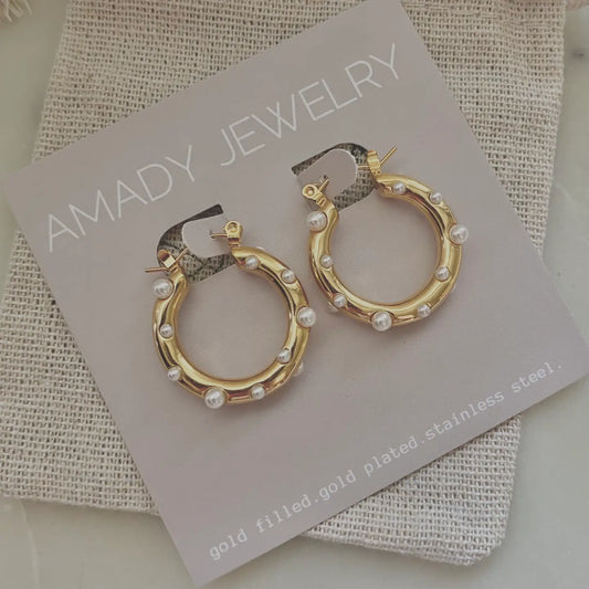 Pearl Gold Hoops